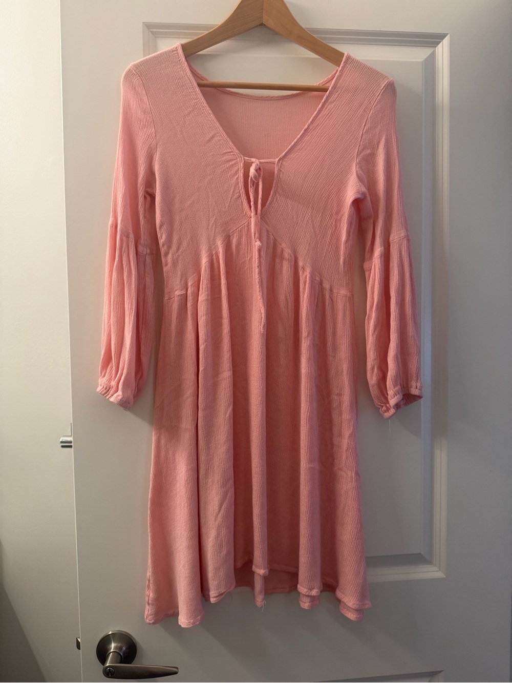 Women's Pink Tie-Front Mini Dress